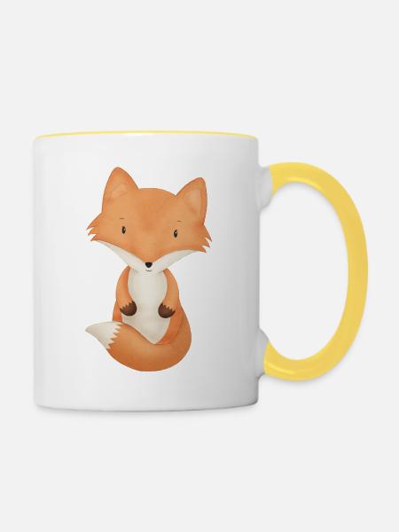 Fuchs - Tasse zweifarbig - Weiß/Gelb
