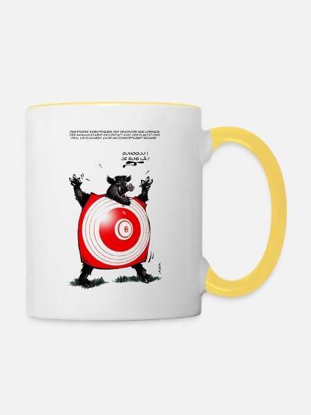 Schwein Bizarre - Tasse zweifarbig - Weiß/Gelb