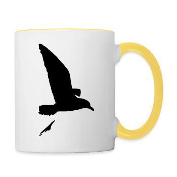 Moeve_scheiss - Tasse zweifarbig - Weiß/Gelb - Rechts