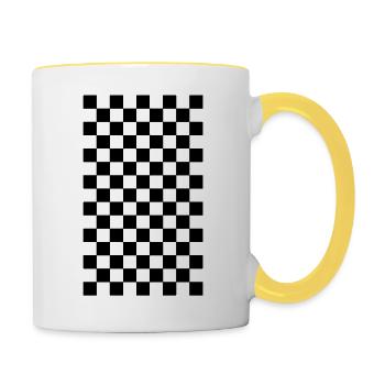 pattern chequered black white - Contrasting Mug - white/yellow - Right