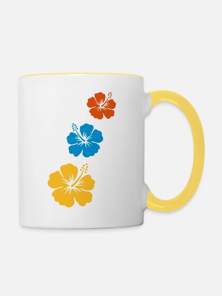hibiscus tahiti 3 - Tasse zweifarbig - Weiß/Gelb