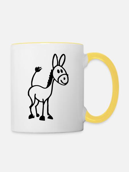 Kleiner Esel - Tasse zweifarbig - Weiß/Gelb