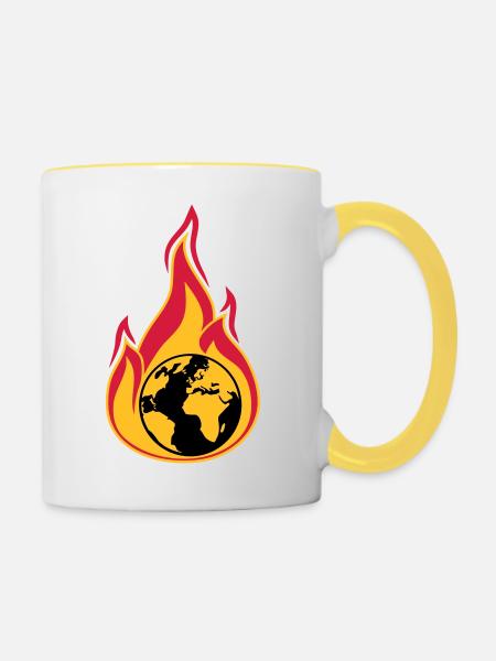 terre sur le feu planète accueil changement climatique global erw - Mug contrasté - blanc/jaune