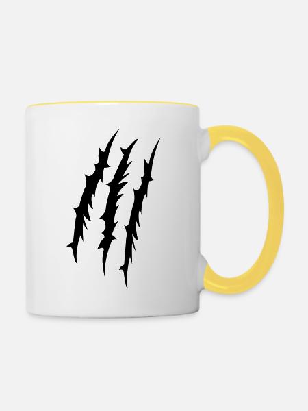 krallen - Tasse zweifarbig - Weiß/Gelb