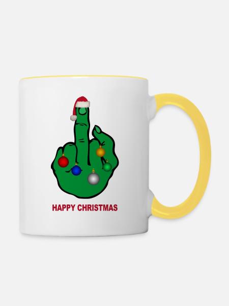 happy christmas - Tasse zweifarbig - Weiß/Gelb