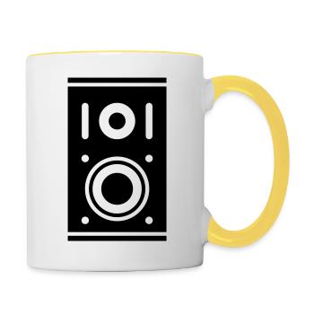 music_speaker_box_pi1 - Contrasting Mug - white/yellow - Right