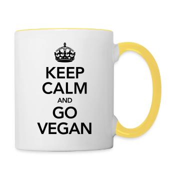 Keep Calm And Go Vegan - Mug contrasté - blanc/jaune - Droite