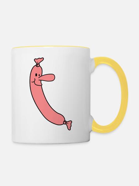 Sausage Man - Tasse zweifarbig - Weiß/Gelb
