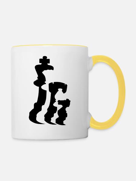Schachfiguren - Tasse zweifarbig - Weiß/Gelb