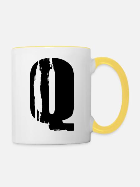 Q - Buchstabe - Tasse zweifarbig - Weiß/Gelb