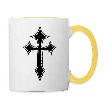 jesus kreuz gott religion christ christentum chris - Tasse zweifarbig - Weiß/Gelb - Rechts