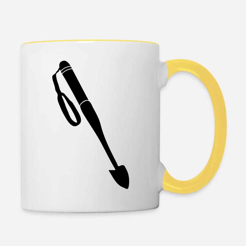 bêche pour l'excavation de la truffe_v1 - Mug contrasté - blanc/jaune