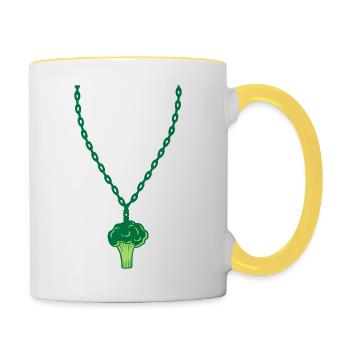 collier brocoli bijoux sain vitamines - Mug contrasté - blanc/jaune - Droite