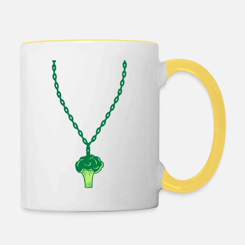 collier brocoli bijoux sain vitamines - Mug contrasté - blanc/jaune