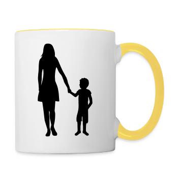 liebe sohn mutter muttertag mama und junge muttert - Tasse zweifarbig - Weiß/Gelb - Rechts