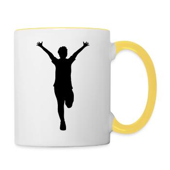race fast marathon marathon sport running - Contrasting Mug - white/yellow - Right