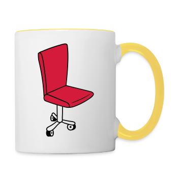 chair with wheels swivel chair boss gamer c - Contrasting Mug - white/yellow - Right