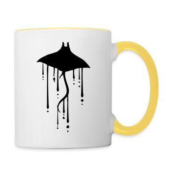 water wet drops stingrays swimming dive - Contrasting Mug - white/yellow - Right