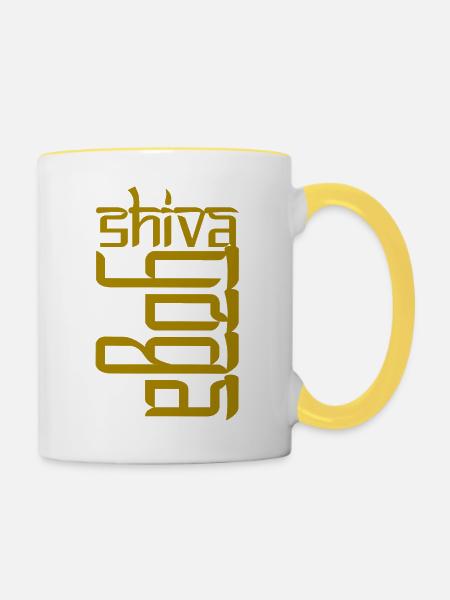 shiva yoga - Tasse zweifarbig - Weiß/Gelb