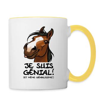 Pferd "I'm awesome" (schwarzer Text) - Tasse zweifarbig - Weiß/Gelb - Rechts
