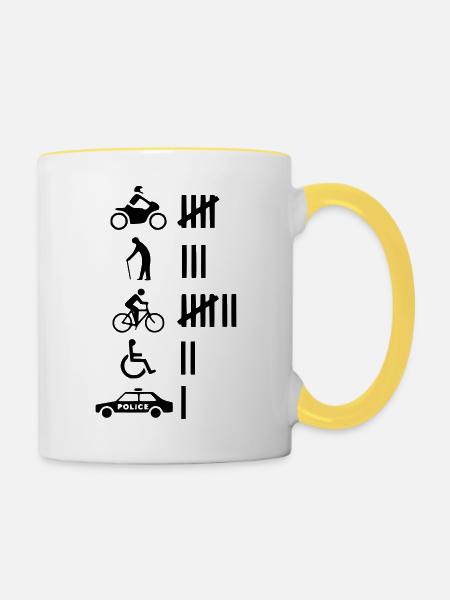 Auto Car - Tasse zweifarbig - Weiß/Gelb