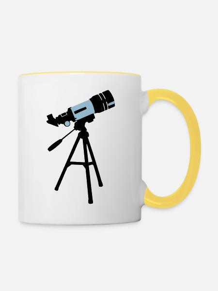Telescope, Astronomy - télescope - Mug contrasté - blanc/jaune