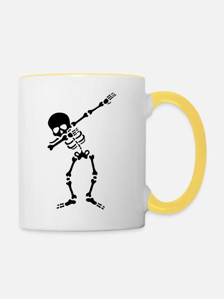 skull dabbing - Tasse zweifarbig - Weiß/Gelb