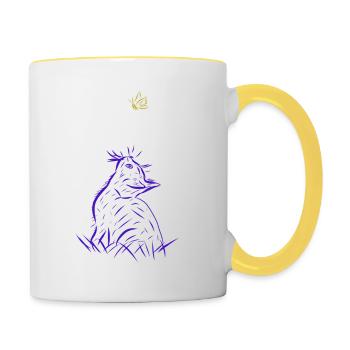 Katze - Tasse zweifarbig - Weiß/Gelb - Rechts