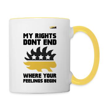 black red libertarian porcupine3 - Contrasting Mug - white/yellow - Right
