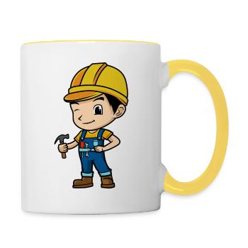 Bauarbeiter - Tasse zweifarbig - Weiß/Gelb - Rechts