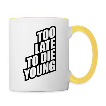 Lustig Too Late - Tasse zweifarbig - Weiß/Gelb - Rechts