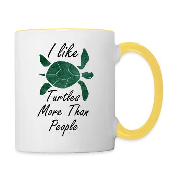Schildkröten Schildkröte - Tasse zweifarbig - Weiß/Gelb - Rechts