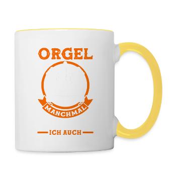 Orgel Kirchenmusiker Pfeifenorgel Orgelspieler - Tasse zweifarbig - Weiß/Gelb - Rechts