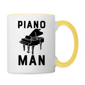 Homme de piano - Mug contrasté - blanc/jaune - Droite