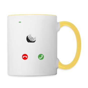 Golf is calling. Golf, Golf, Golf Ball - Contrasting Mug - white/yellow - Right