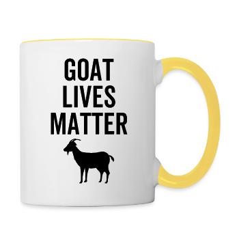 La vie des chèvres compte - Mug contrasté - blanc/jaune - Droite