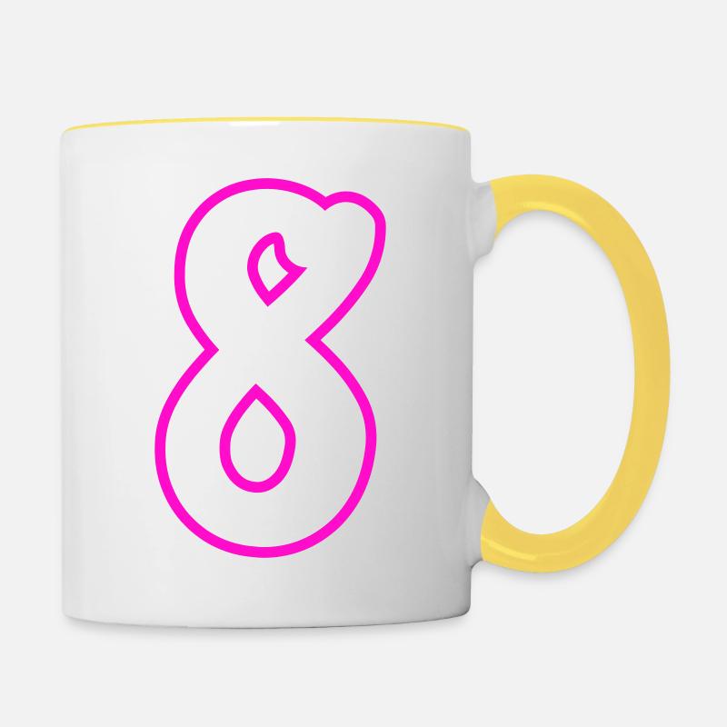 8 Zahl nummer - Tasse zweifarbig - Weiß/Gelb