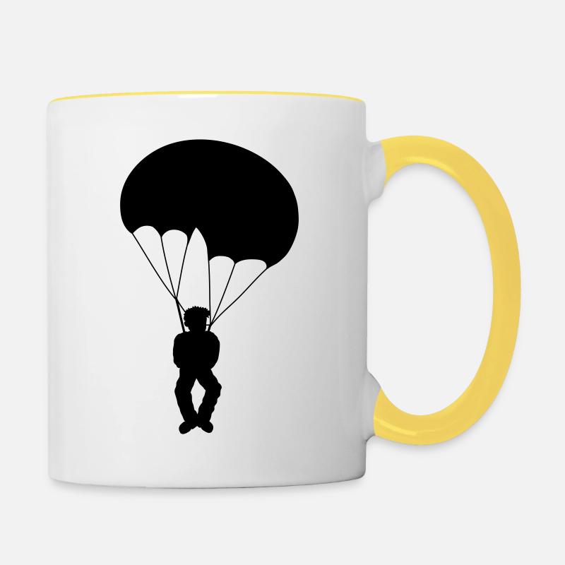 Conception de parachutiste Silhouette - Mug contrasté - blanc/jaune