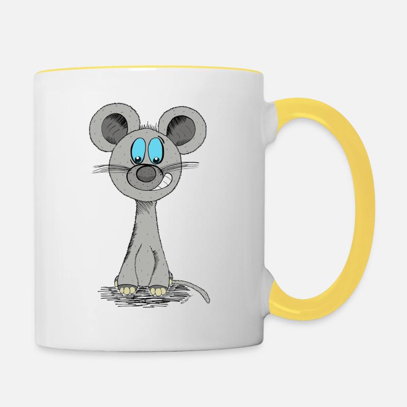 Funny mouse - Contrasting Mug - white/yellow