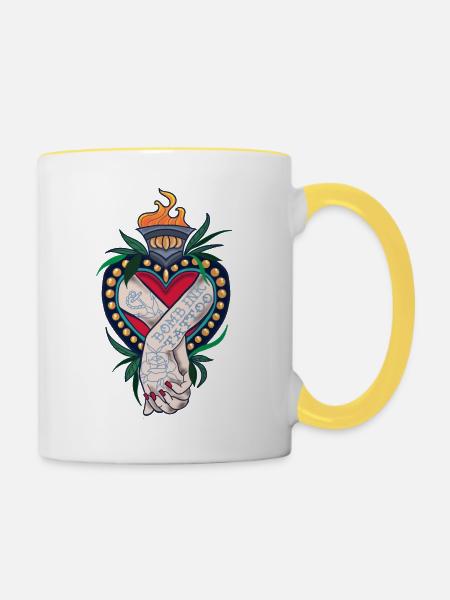 Tattoo Bomb Ink - Tasse zweifarbig - Weiß/Gelb