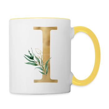 Customizable Monogram I Botany - Contrasting Mug - white/yellow - Right