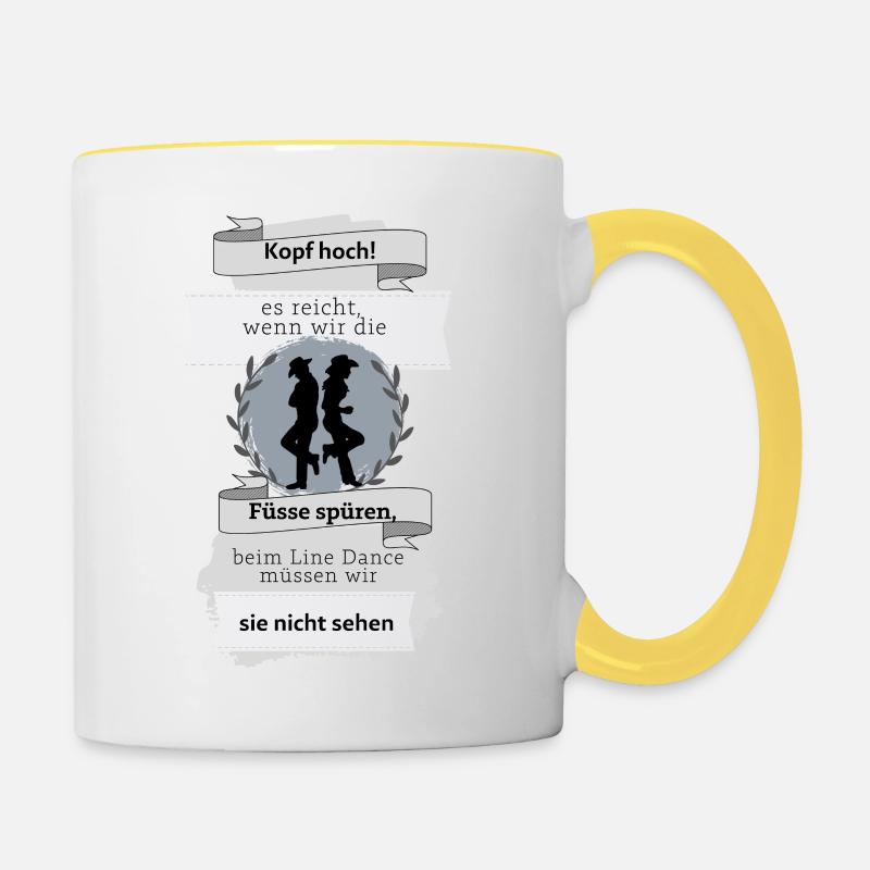 kopf hoch-Line Dance - Tasse zweifarbig - Weiß/Gelb