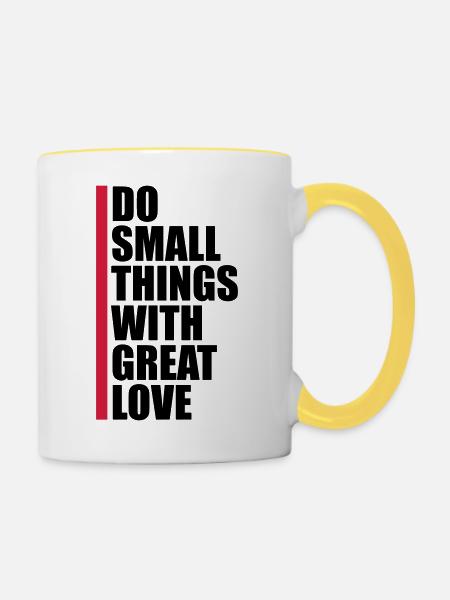 Zitat do small things - Tasse zweifarbig - Weiß/Gelb