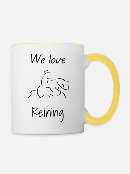 We love Reining - Tasse zweifarbig - Weiß/Gelb