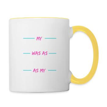 J’aimerais que mon portefeuille soit aussi épais que mes cuisses - Mug contrasté - blanc/jaune - Droite
