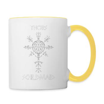 Thor Schildmaid Wikinger Runen Geschenk - Tasse zweifarbig - Weiß/Gelb - Rechts