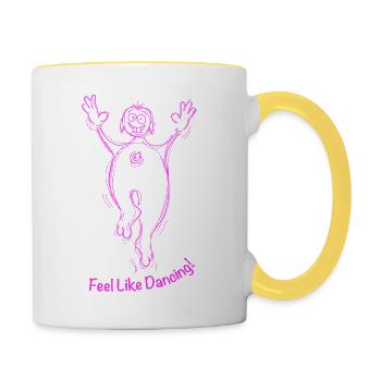 Envie de danser! Le rose, c’est amusant! - Mug contrasté - blanc/jaune - Droite