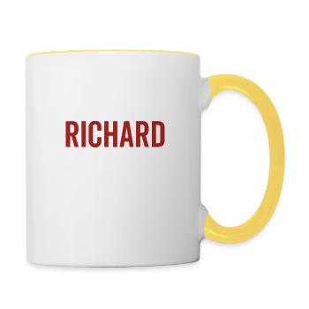 Kein Richard Kein Leben - Tasse zweifarbig - Weiß/Gelb - Rechts