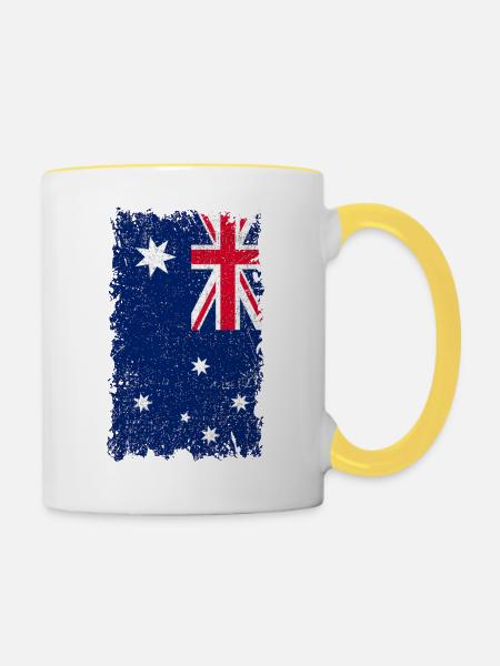 Australien Flagge - Tasse zweifarbig - Weiß/Gelb
