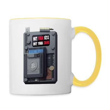 Not your keys not your coinsbitcoin hartwarewallet - Tasse zweifarbig - Weiß/Gelb - Rechts